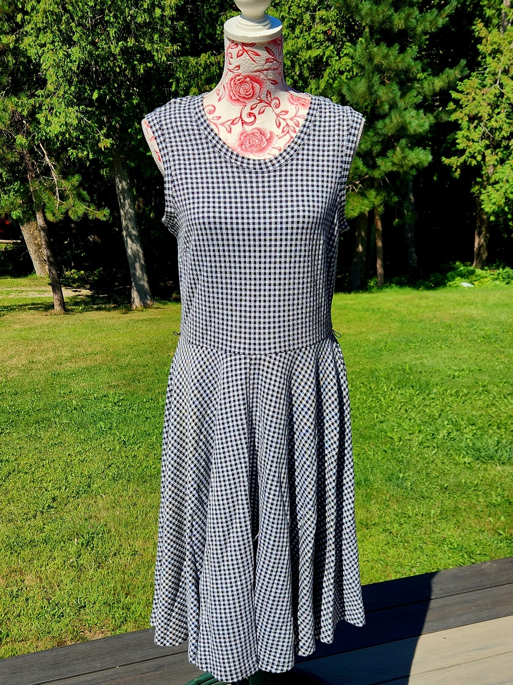 NorthStyle Black & White Gingham Sleeveless Fit-and-Flare Dress